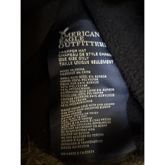 American Eagle Buffalo Trapper Hat w/Faux Fur Ear Flaps Fleece Lining - Picture 2 of 6